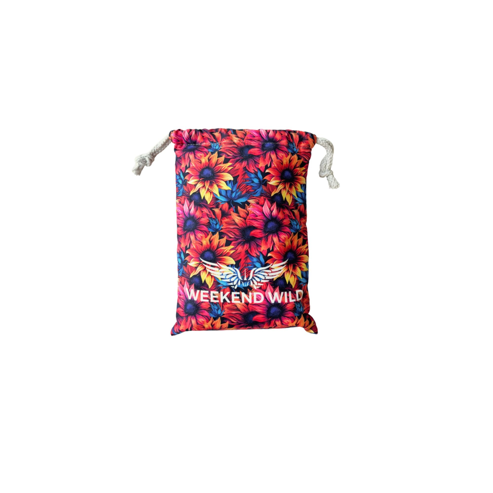 Happy Camper Towel - Sand-Free, Recycled, Microfiber, Beach/Caravan/Camping Towel - Sunset Sunflowers